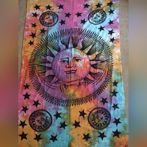 Sun Moon Stars Tie Dye Mandala Tapestry Hippie Hippy Wall Hanging Indian Tapesty